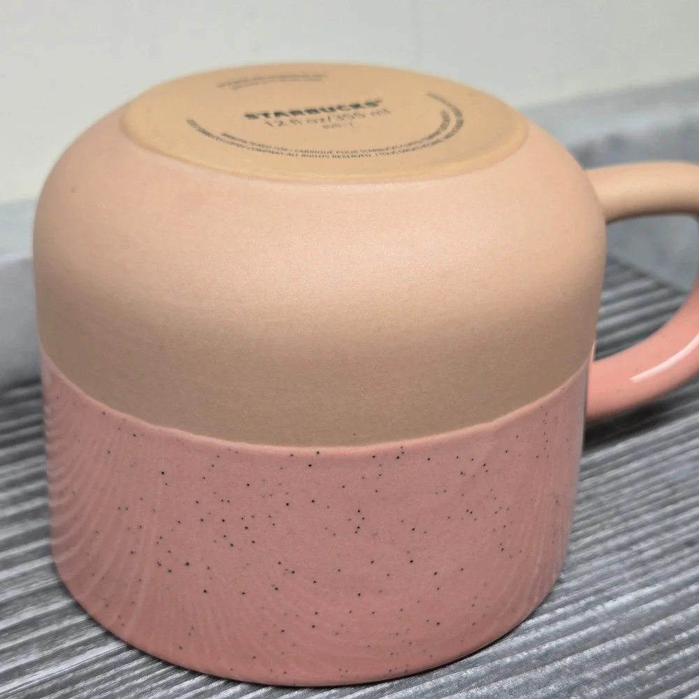 Starbucks 2018 Pink & Orange Speckled Terracotta Coffee Mug, 12oz Tri-Color Logo - Picture 11 of 15